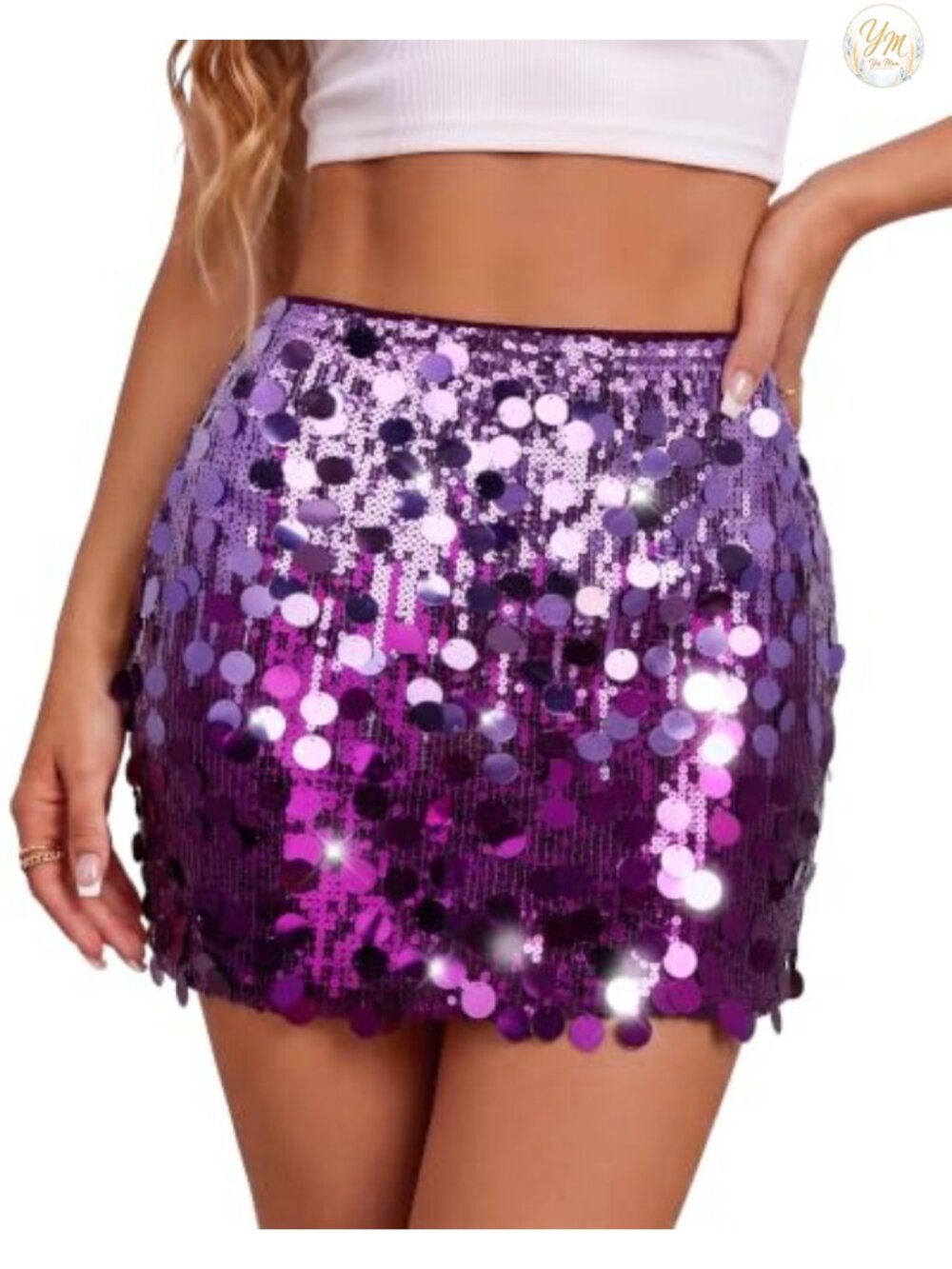 Sequin Mini Skirt High Waist Bodycon Stretchy Glitter Party Night Out